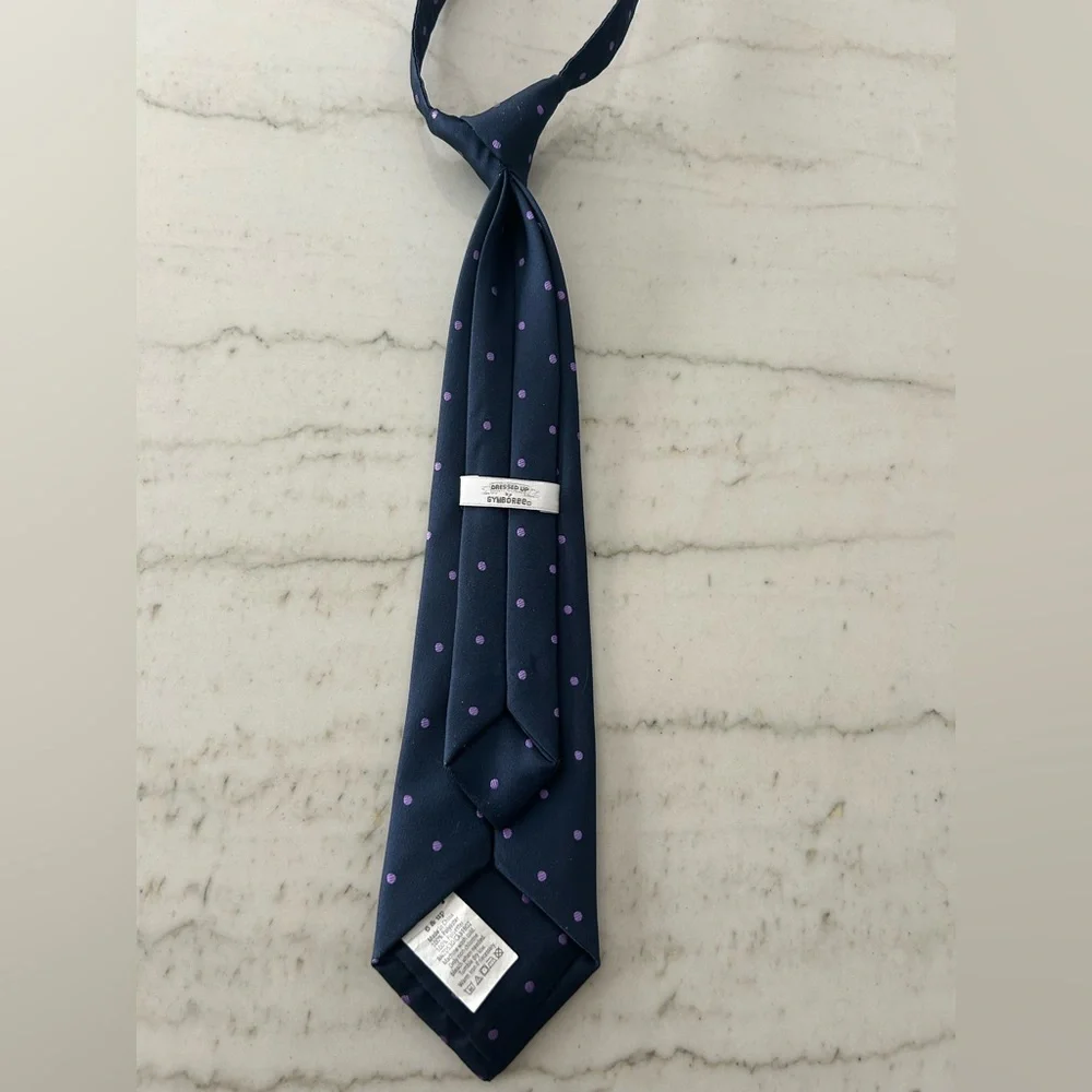 Gymboree Navy Blue Tie with Purple Polka Dots